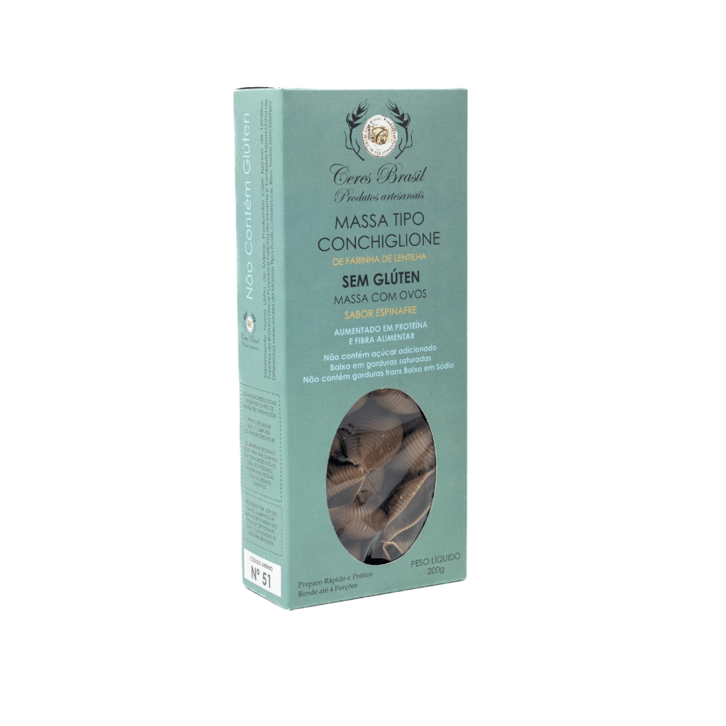 Macarrão Conchiglione Sem Glúten de Lentilha e Espinafre 200g - Rico em Proteína - Ceres Brasil