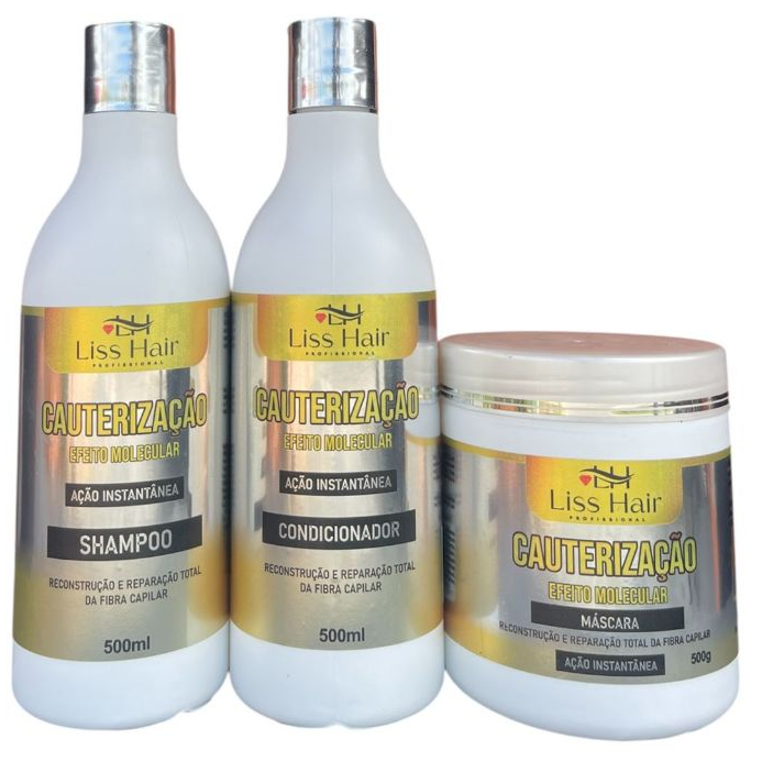 Kit Capilar Cauterização Reconstrução e Reparação da Fibra Capilar 3 Passos Liss Hair Profissional em Oferta na Shopee