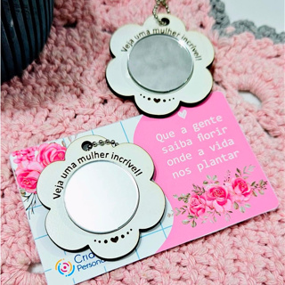 20 Mini Chaveiro Espelho Flor Dia Das Mães Mulheres em MDF E Card Personalizado em Oferta na Shopee
