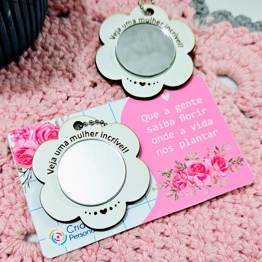 30 Mini Chaveiro Espelho Flor Dia Das Mães Mulheres em MDF E Card Personalizado em Oferta na Shopee
