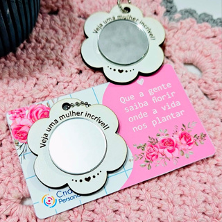 30 Mini Chaveiro Espelho Flor Dia Das Mães Mulheres em MDF E Card Personalizado em Oferta na Shopee
