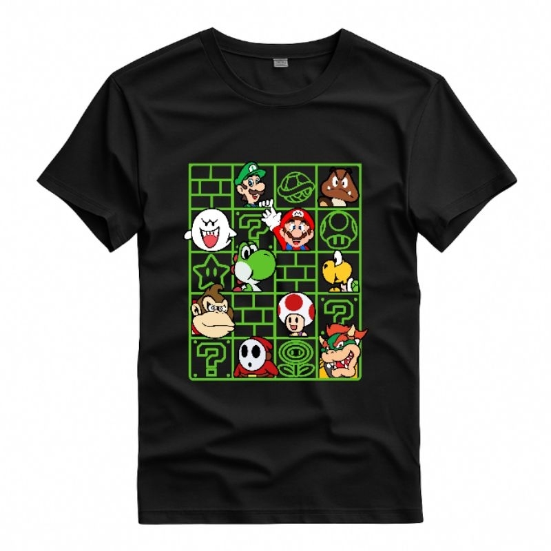 Camiseta Adulto Super Mario Bros Personagens Clássicos Games Estampada
