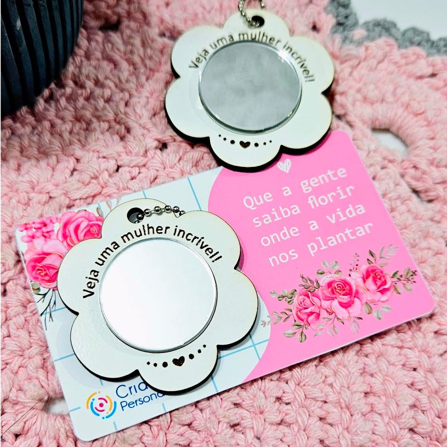 40 Mini Chaveiro Espelho Flor Dia Das Mães Mulheres em MDF E Card Personalizado em Oferta na Shopee