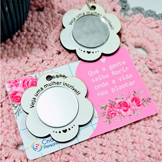 40 Mini Chaveiro Espelho Flor Dia Das Mães Mulheres em MDF E Card Personalizado em Oferta na Shopee