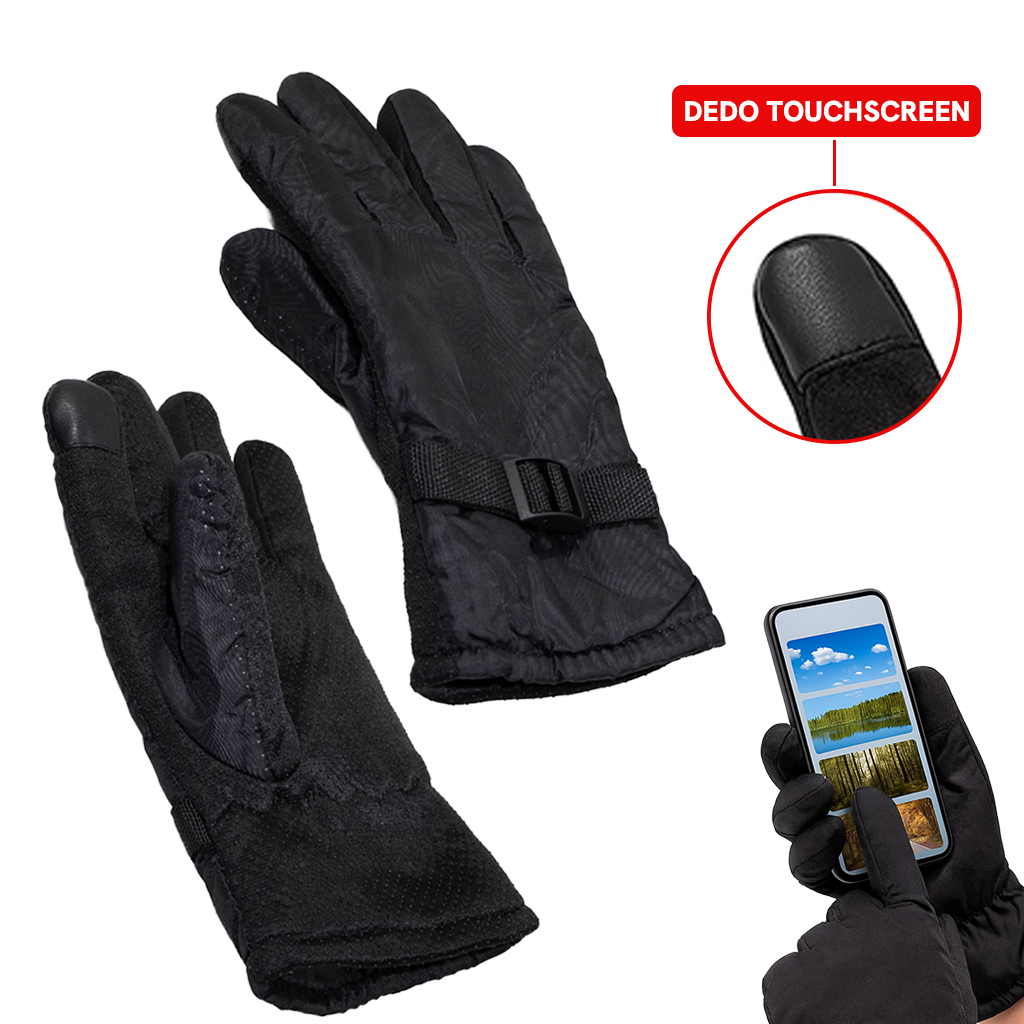 Luva Térmica Forrada Resistente Masculina Feminina Unissex para Moto e Bike com Veludo