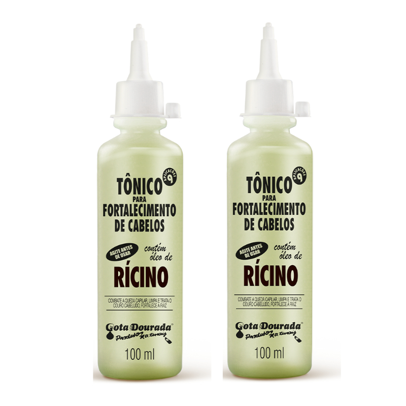 Kit 2 Tônicos Capilares Gota Dourada -  Fortalecimento de Cabelos - Rícino em Oferta na Shopee