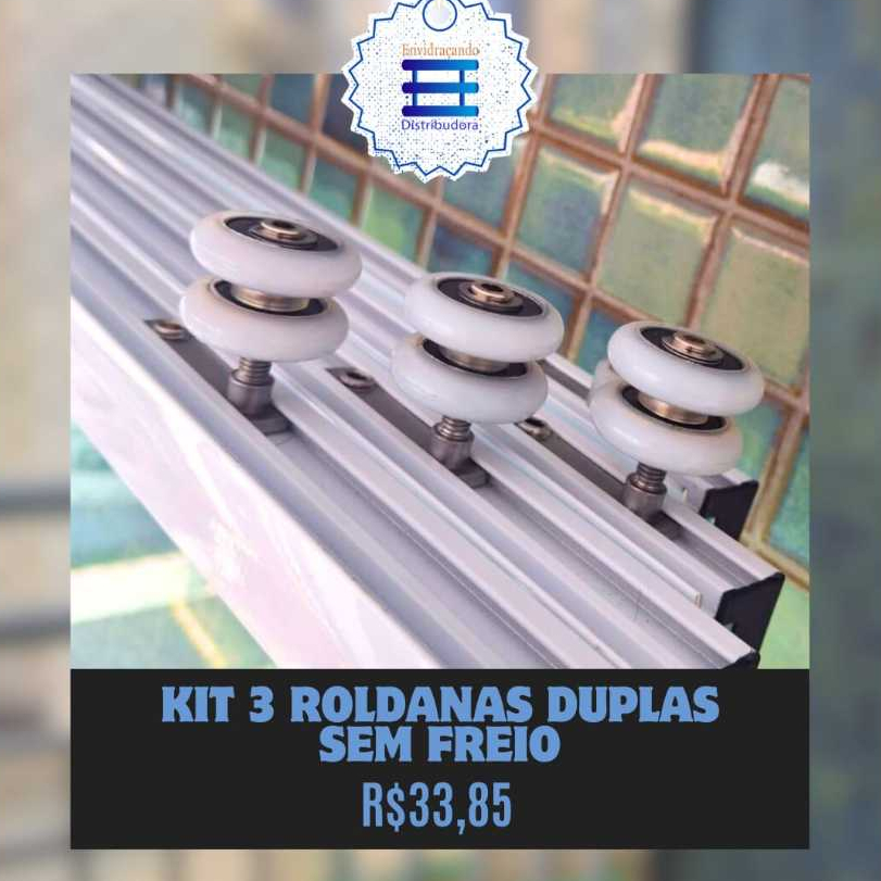 KIT 3 Roldanas Duplas sem Freio p/ Sacada – Troque Você Mesmo e Renove o Deslizamento!