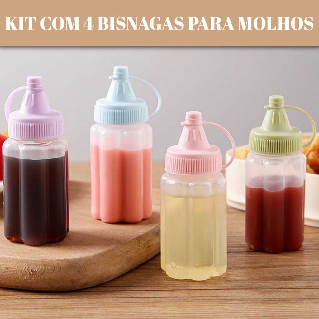 Kit 4 Mini Bisnagas Para Mel Caldas e Molhos em Oferta na Shopee