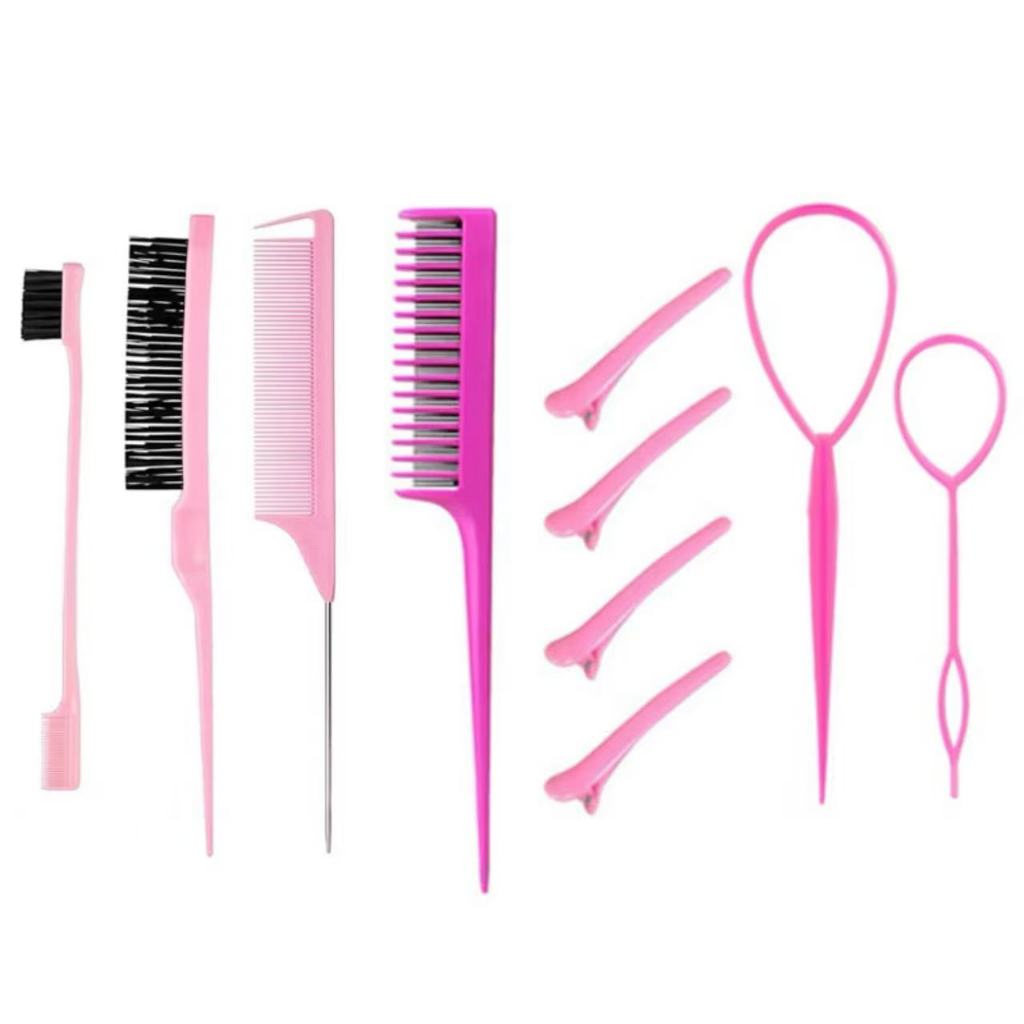 KIT 10 Conjunto De Escovas De Cabelo Com Trança Francesa Pente Conjunto Escova Estilo De Cabelo em Oferta na Shopee
