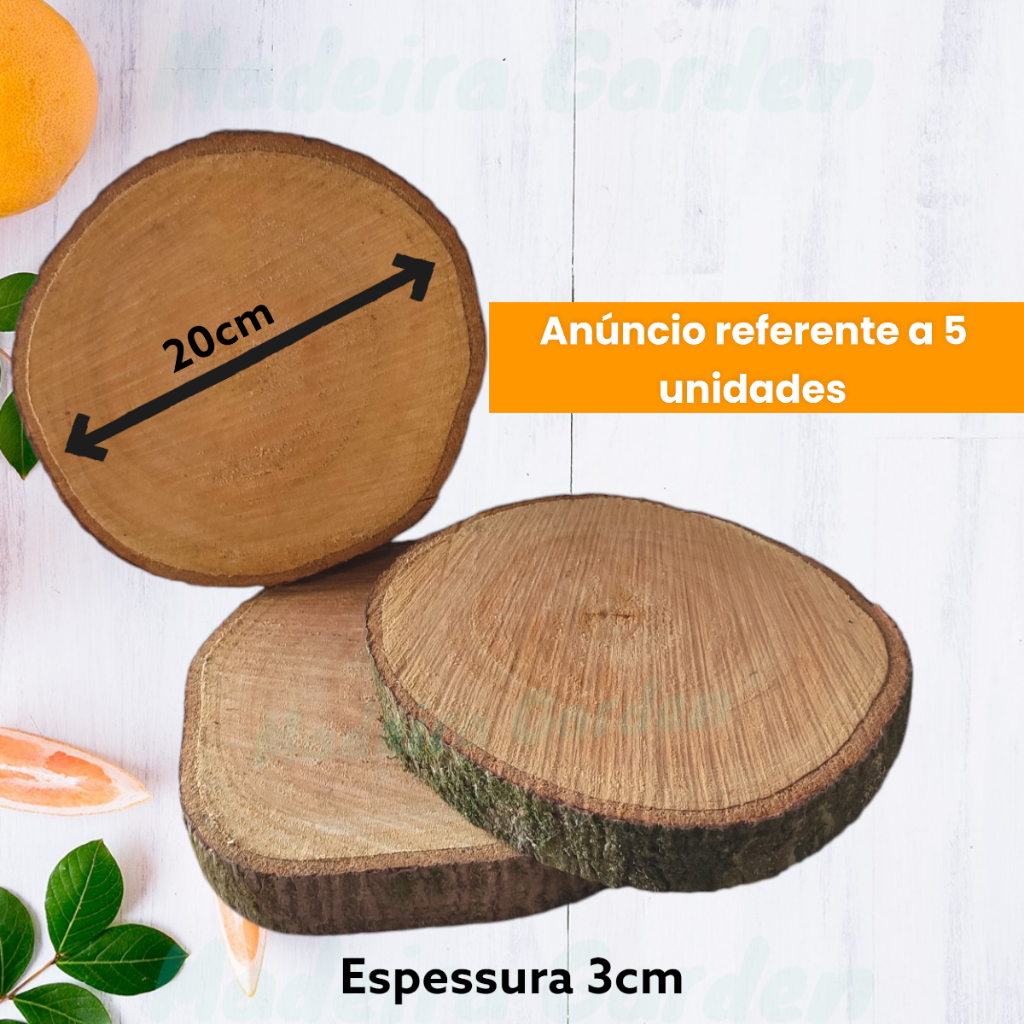 5 Bolachas de Madeira 20cm Abacate Decoração Rustica Mesas Festas centro mesa