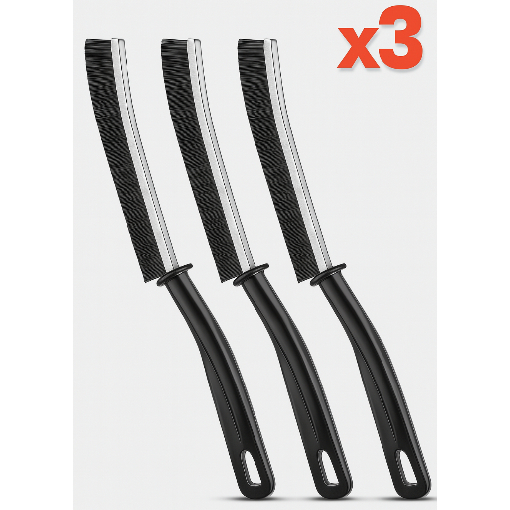 Kit 03 Escovas de Limpeza para Frestas e Cantos Multiuso Trilhos Janelas Banheiro Azulejos
