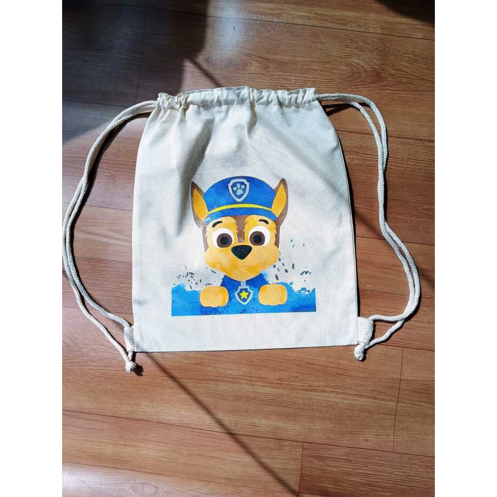 24 SACOLA MOCHILA ALGODÃO CRU PATRULHA CANINA LEMBRANÇA FESTA INFANTIL