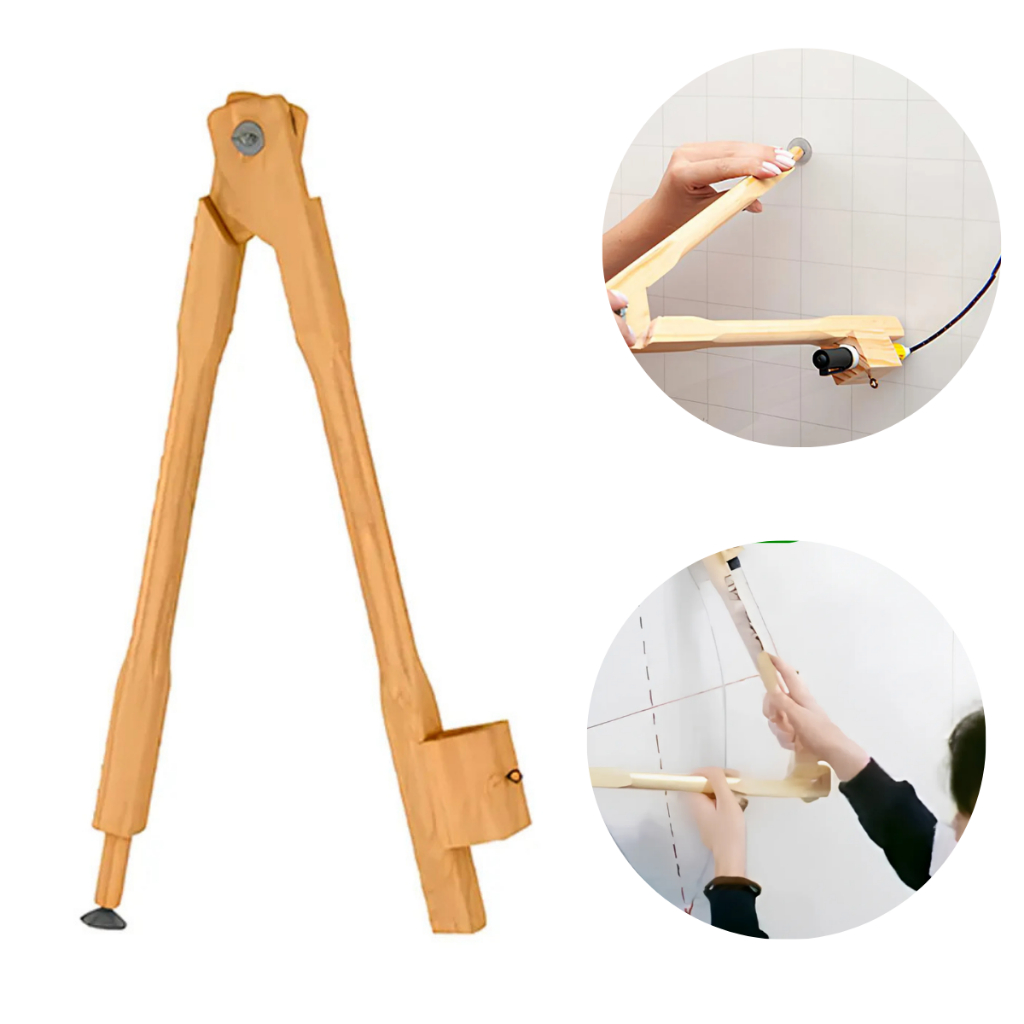 Compasso Para Quadro Branco Lousa Madeira 40cm 180º Pinus Escolar Professor