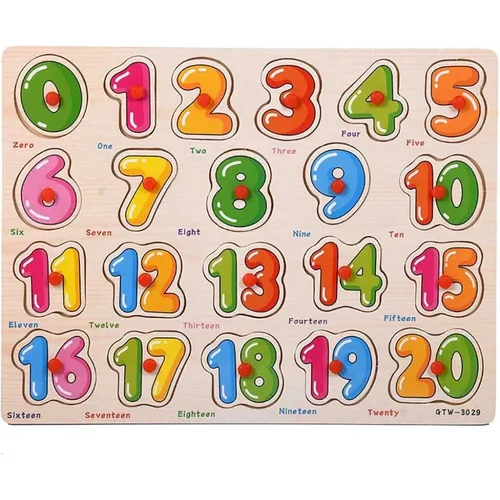 Quadro De Madeira Educativo Com Números 0 ao 20 e Palavras em Inglês - Shiny Toys