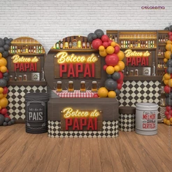 Capa e Painel de Festa Dia dos Pais Boteco Sublimado Veste Fácil - Decoração Dia dos Pais