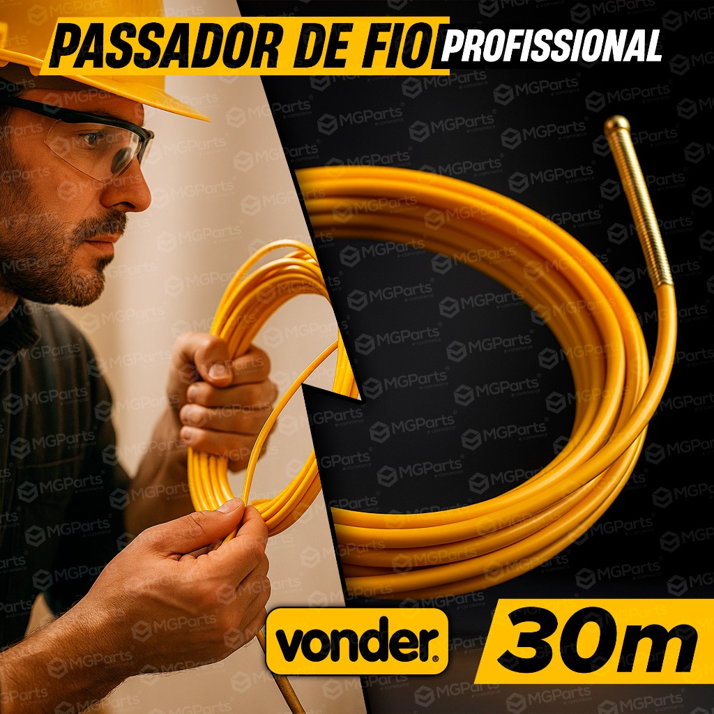 Passador de Fio 30m Vonder Com Alma de Aço Profissional Guia Passa Fio Sonda Para Cabos Elétricos