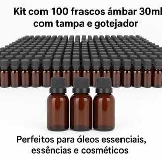 KIT 100 FRASCO PET AMBAR 30ML TAMPA GOTEJADOR 1 LINHA em Oferta na Shopee