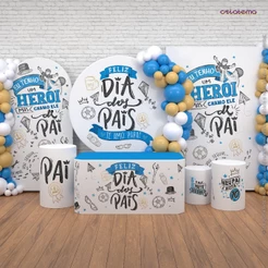 Capa e Painel de Festa Dia dos Pais Sublimado Veste Fácil - Decoração Dia dos Pais
