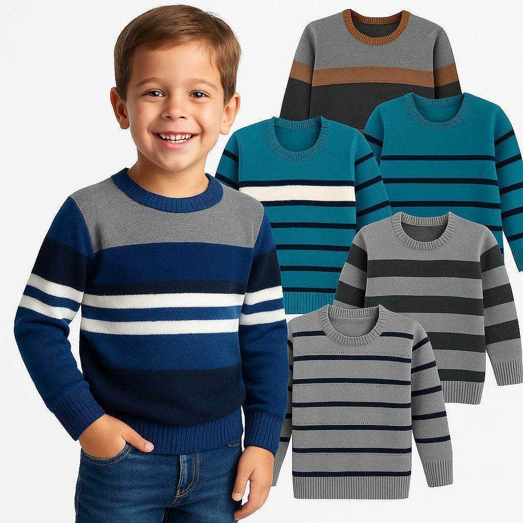 Kit 3 Suéter Infantil Básico Escola Dia a Dia Blusa Lã Tricô Quentinha Cores Variadas Menino ou Menina