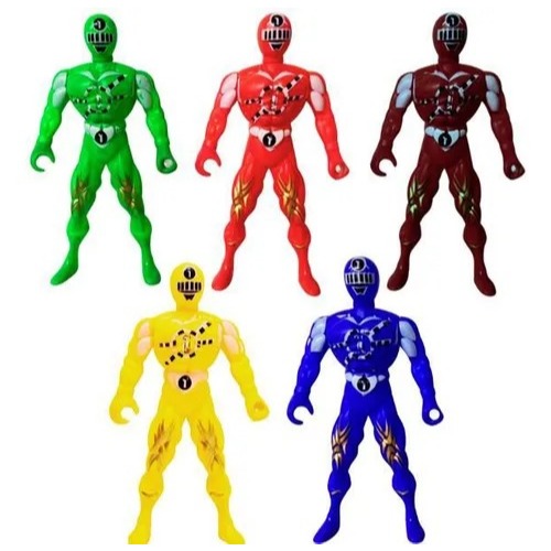 1 Boneco 17,5Cm Tipo Power Ranger Brinquedo De Ação com luz