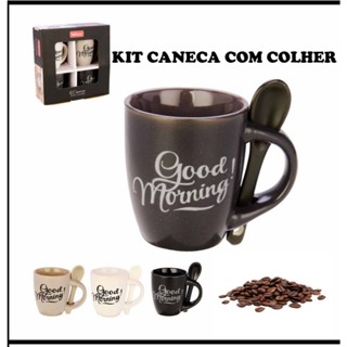 Kit 4 Canecas De Café com Colher 90ml 4 Canecas Cerâmica com colher 90 ml Caneca de CAFÉ em Oferta na Shopee