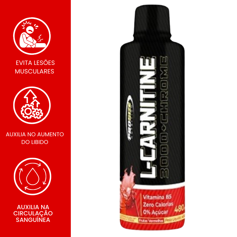 L - Carnitina 3000 + Chromium Frutas Vermelhas 480ml Prosize Nutrition - Envio Rápido