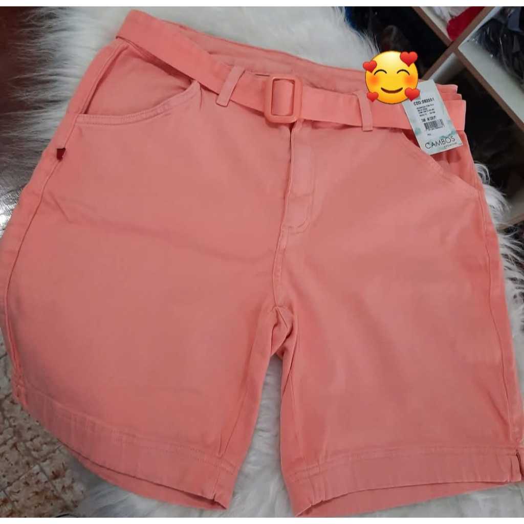 BERMUDA FEMININA PLUS MEIA COXA COM CINTO ELASTANO 48 ao 58