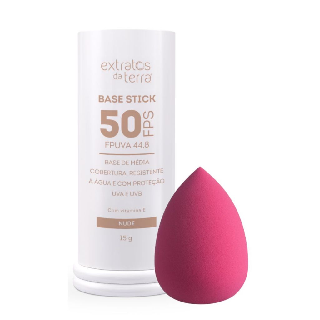Base Stick Bastão Cor Nude FPS50 Vitamina E 15g - Extratos Da Terra