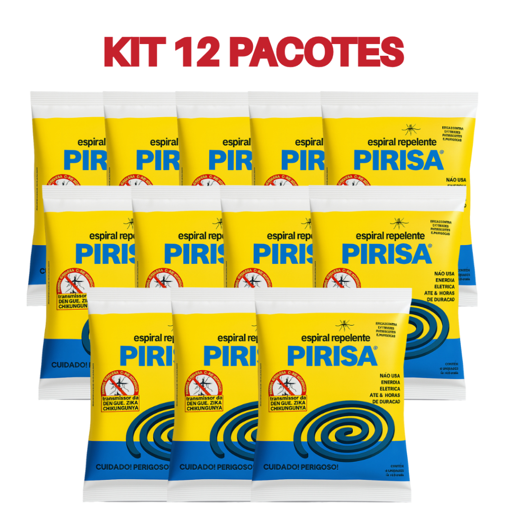 Kit Repelente Espiral 12 Pacotes Pirisa 120 Unidades Sem Cheiro Ruim em Oferta na Shopee
