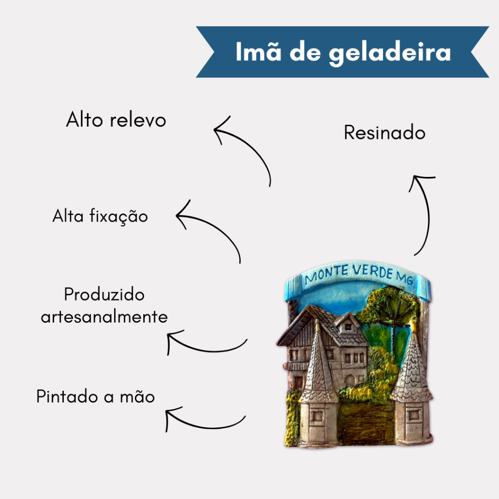 Ímã Monte Verde MG Clássico - Imã de Geladeira em Resina