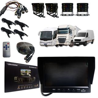 Sistema Dvr Gravador 4 Câmeras Visão Noturna Onibus Caminhão Van Escolar Com Cabos e Cartão SD 128GB em Oferta na Shopee