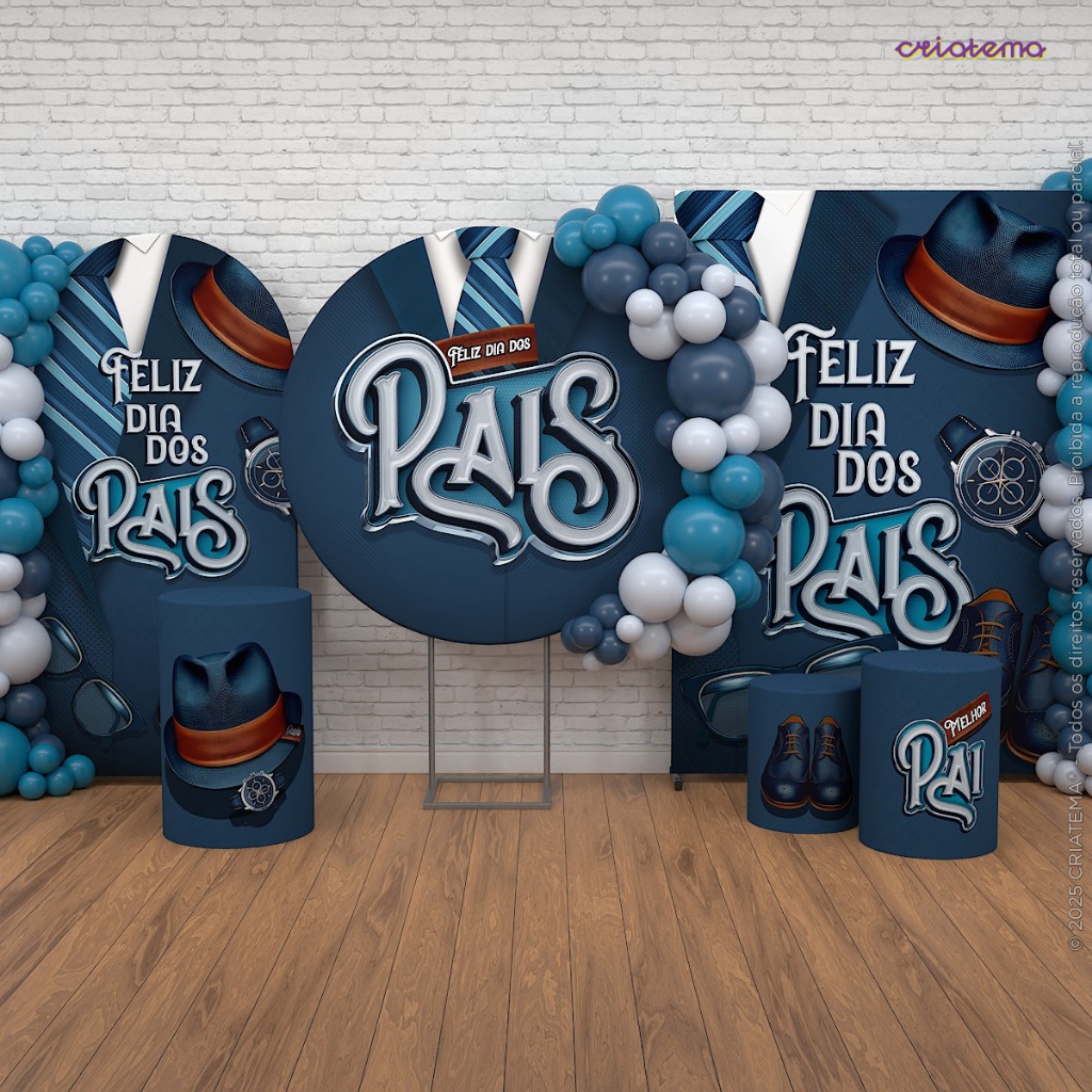 Decoração Dia dos Pais: Painel de Festa Dia dos Pais E Capa Sublimado Veste Fácil Terno