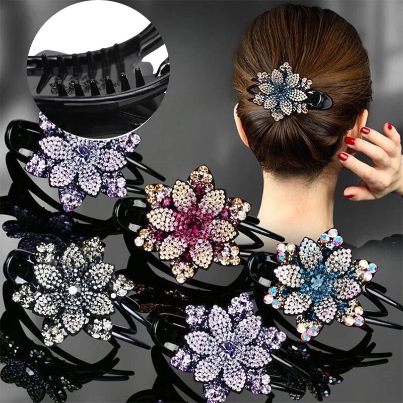 Versão Coreana Do Novo Grampo De Cabelo De Três Dentes Incrustado Com Diamantes , Requintado em Oferta na Shopee