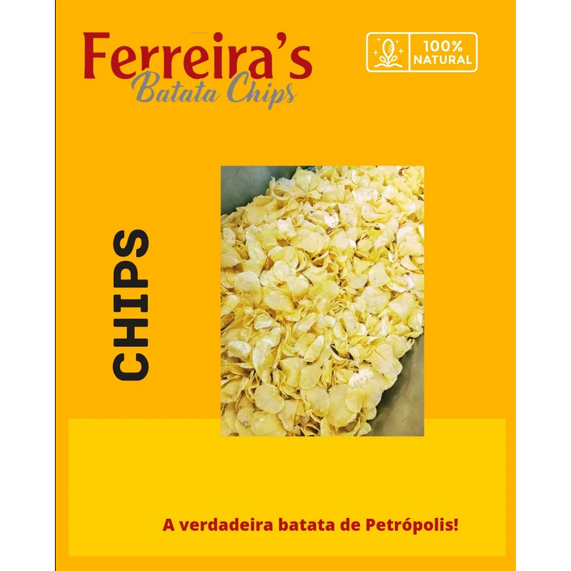 Kit com 2 Batatas CHIPS - Sem conservantes - Natural - Cebola e Salsa - Alho - A melhor - Petrópolis