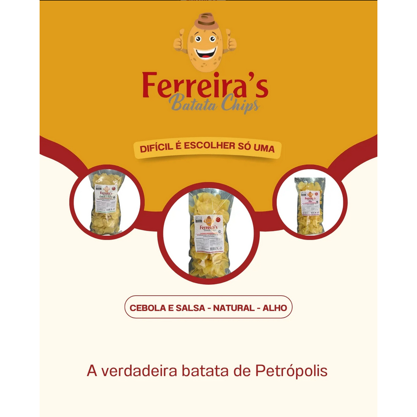 Kit com 2 Batatas CHIPS  300g - Sem conservantes - Natural - Cebola e Salsa - Alho - Petrópolis