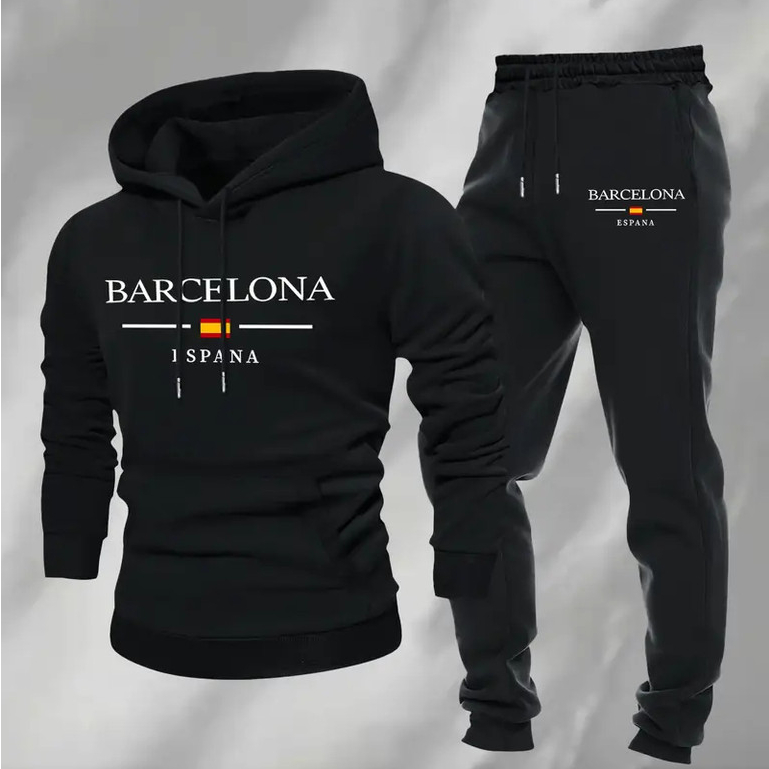 Conjunto Moletom Calça Algodão Moda Espanha Barcelona Mode Unissex Art