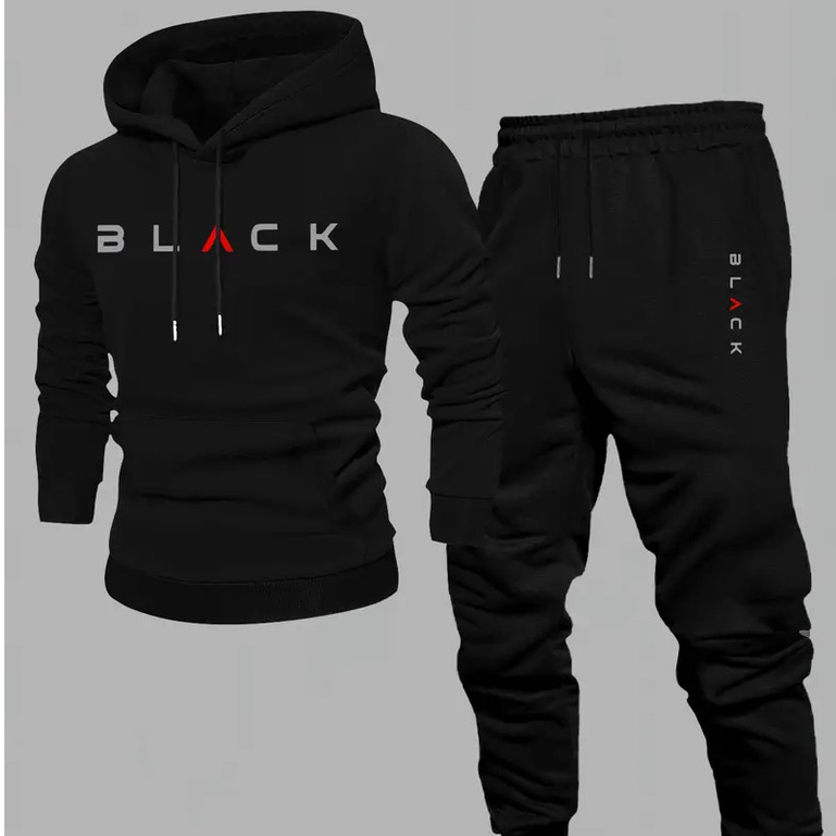 Conjunto Moletom Calça Algodão Black Minimalista Unissex Mod