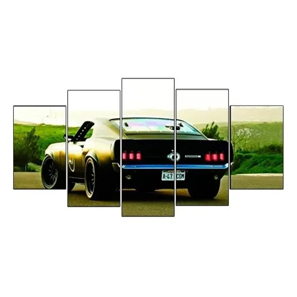 Quadro Decorativo Maverick Ford Carro Antigo Potente Automovel Mosaico 5 Peças Sala Quarto Hall