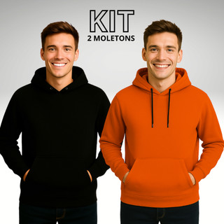 Kit 2 Blusas Moletom Canguru Com Capuz Liso Unissex Promoção Envio em 24 Horas