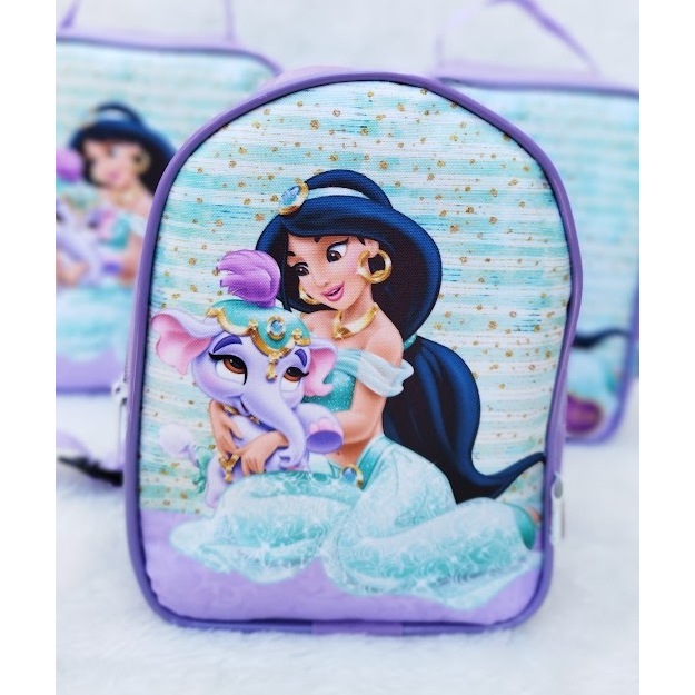 Kit 10 Mochilinhas Personalizadas de Aniversário – Lembrancinhas Festa Aladyn, Princesas, Jasmini