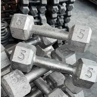 Halter 5kg Sextavado Sem Pintura 1un Treino Fitness Academia