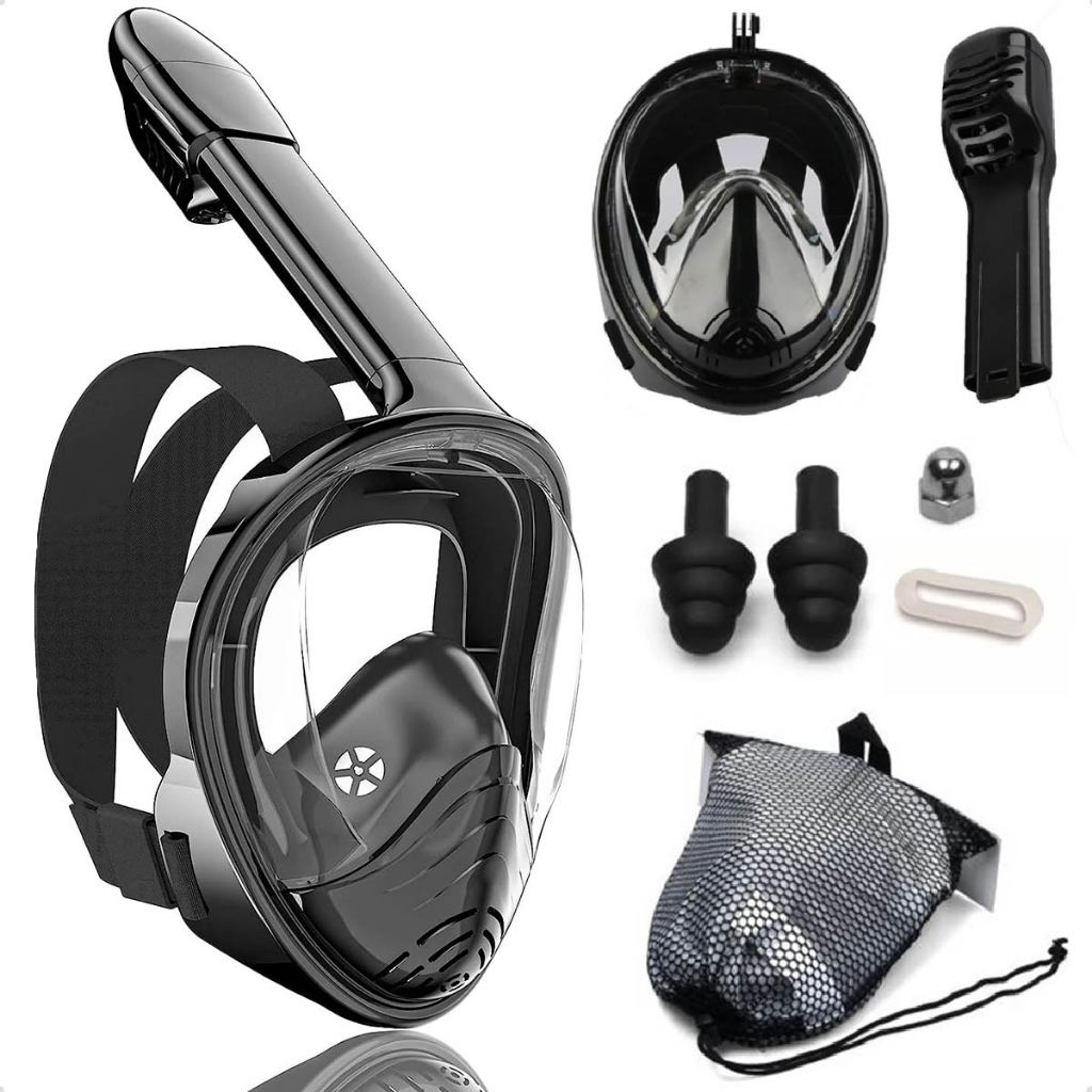 Máscara Mergulho Snorkel Full Face Suporte Gopro Câmera em Oferta na Shopee