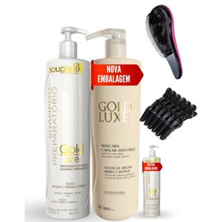 Kit Escova Progressiva Realinhamento Gold Luxe Térmico Souple Liss em Oferta na Shopee