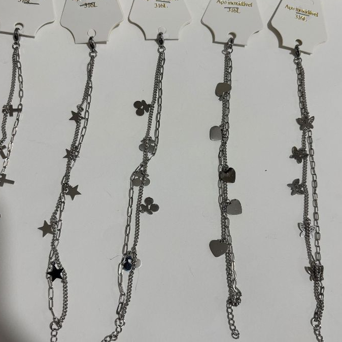 Kit 3/6/9/12 Unidades Pulseira Dupla em Aço Inoxidável Pratedo Com Extensor /Não escure em Oferta na Shopee