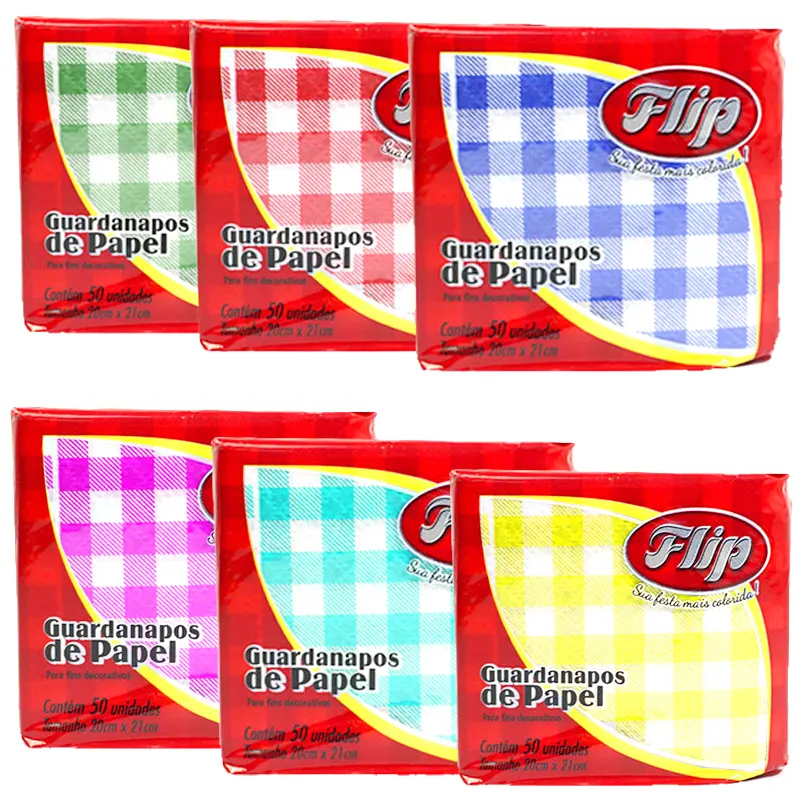Guardanapo de papel Flip c/50 unid. quadriculado, poá, bolinhas Festa, Eventos, Decoração, lancheira
