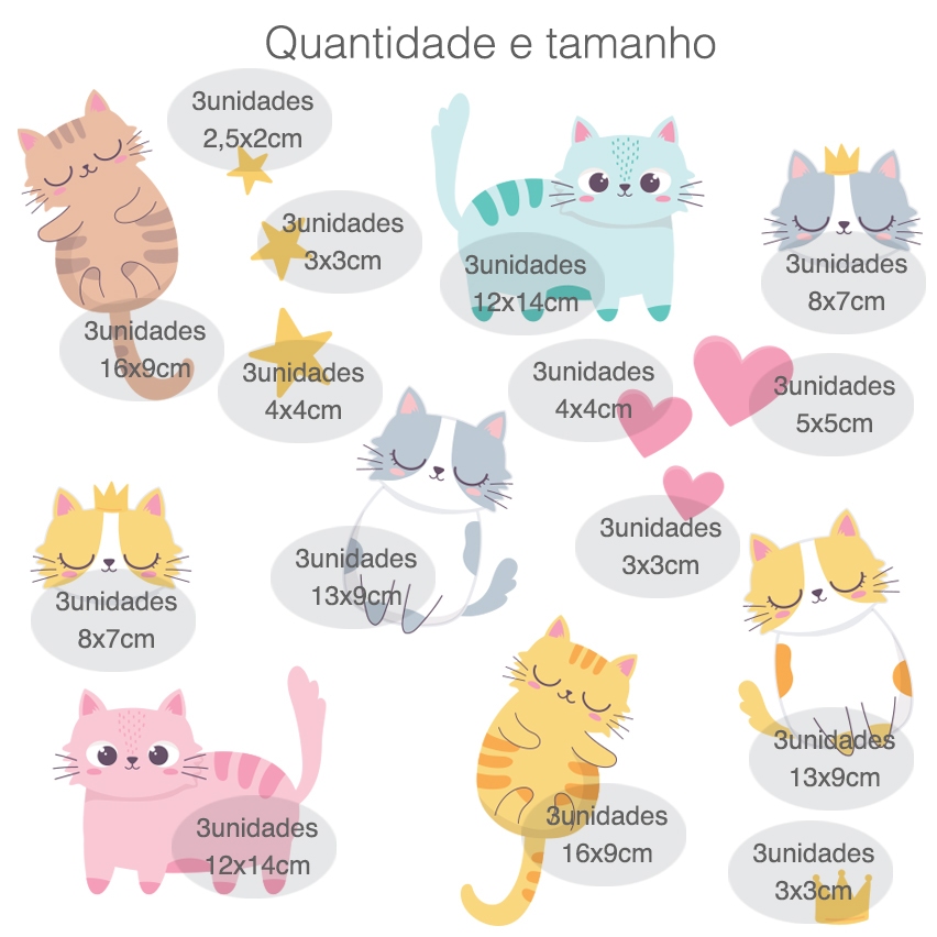 Adesivo De Parede Infantil Gatos Gatinhos Estrelas Pet Shop Gt3 — imagem 2 de 2
