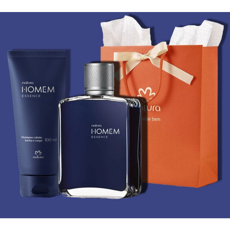 KIT NATURA HOMEM ESSENCE DEO PARFUM + SHAMPOO CABELO, BARBA E CORPO