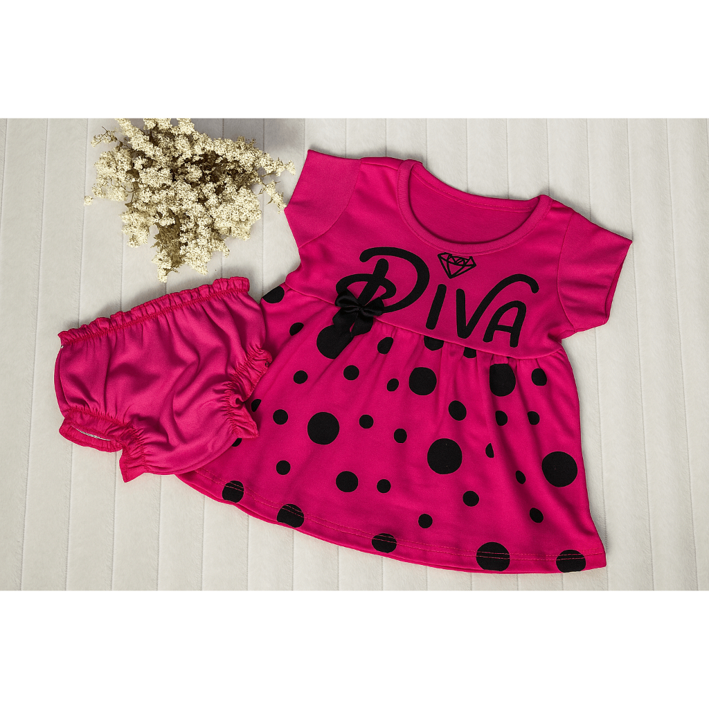 Vestido de Bebê Menina Recém Nascida para Passeio Mêsversário Estiloso Diva Com Calcinha em Oferta na Shopee