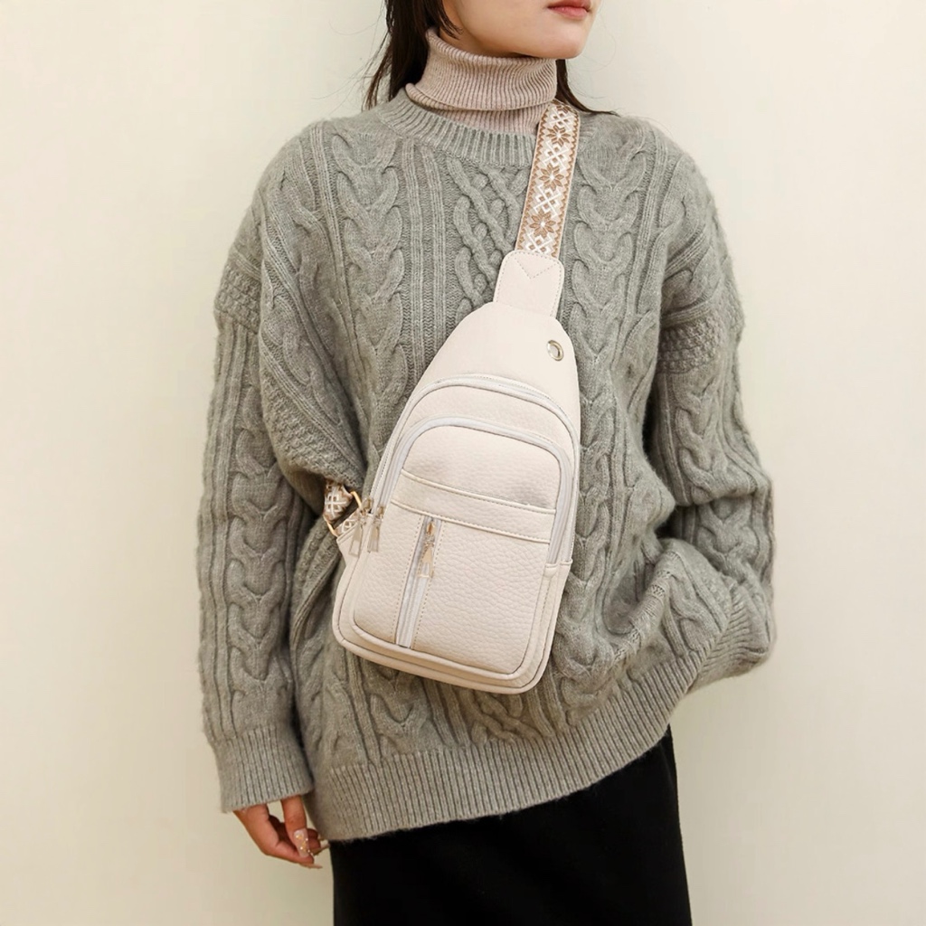 Bolsa Pochete Couro Transversal Bag Unissex Entrada Fone Multineos