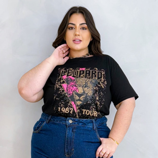 Blusa Feminina Plus Size Camiseta T-Shirt Malha Algodão Varias Estampas Lindas Casual Premium Verão em Oferta na Shopee